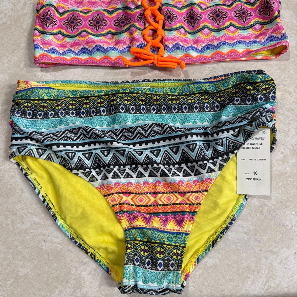 Colorful Patterned Kids Bikini - Picture 3 of 9